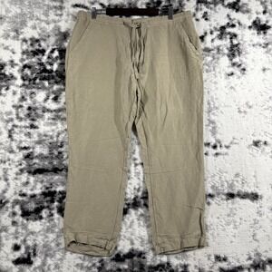 Cubavera Pants‎ Mens Izxe Extra Large Beige Linen Blend Drawstring Linen Cropped